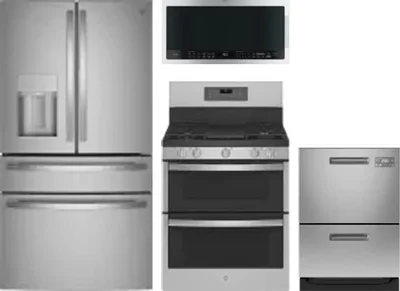 4 Piece Package Includes Refrigerator, Range, Microwave And Dishwasher
